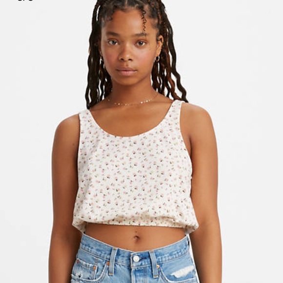 Levi’s Mini Floral Crop Top Sz XL - Picture 2 of 11